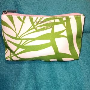 Clinique X Kate Spade Green and White Leaf Cosmestic Pouch
